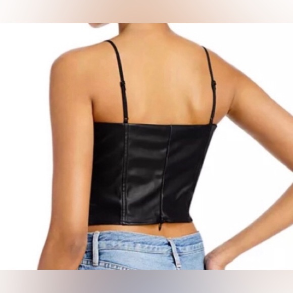 LUCY PARIS black faux leather bustier crop tank top w/spaghetti strap NEW RE$69 - Picture 5 of 14
